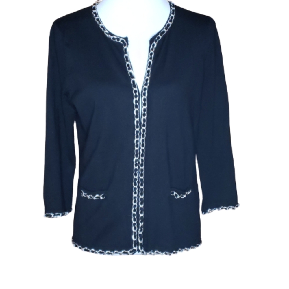 RED Black Cardigan with Chain Enhancements, Suit Jacket